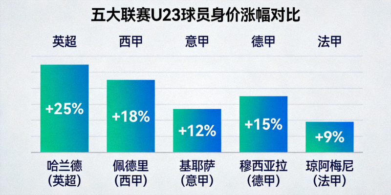 五大联赛年轻球员身价涨幅对比分析图
